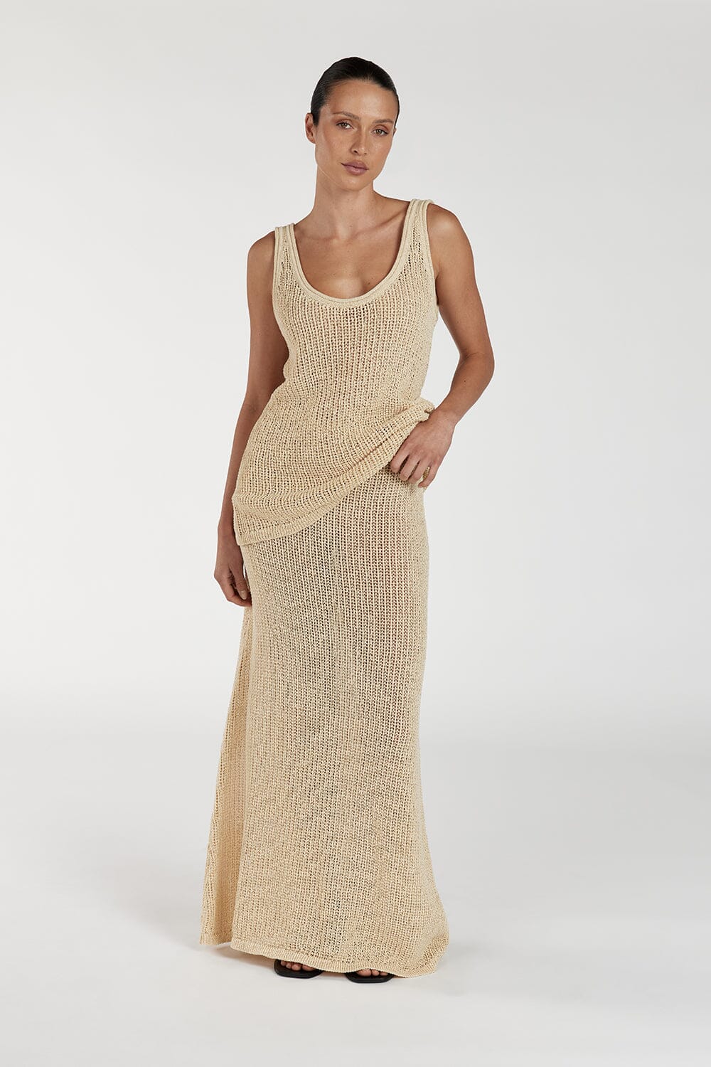 MARGOT WHEAT CROCHET MIDI SKIRT Clothing DISSH Boutiques 