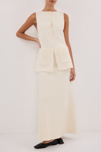 AVA CREAM LONGLINE KNIT MIDI SKIRT