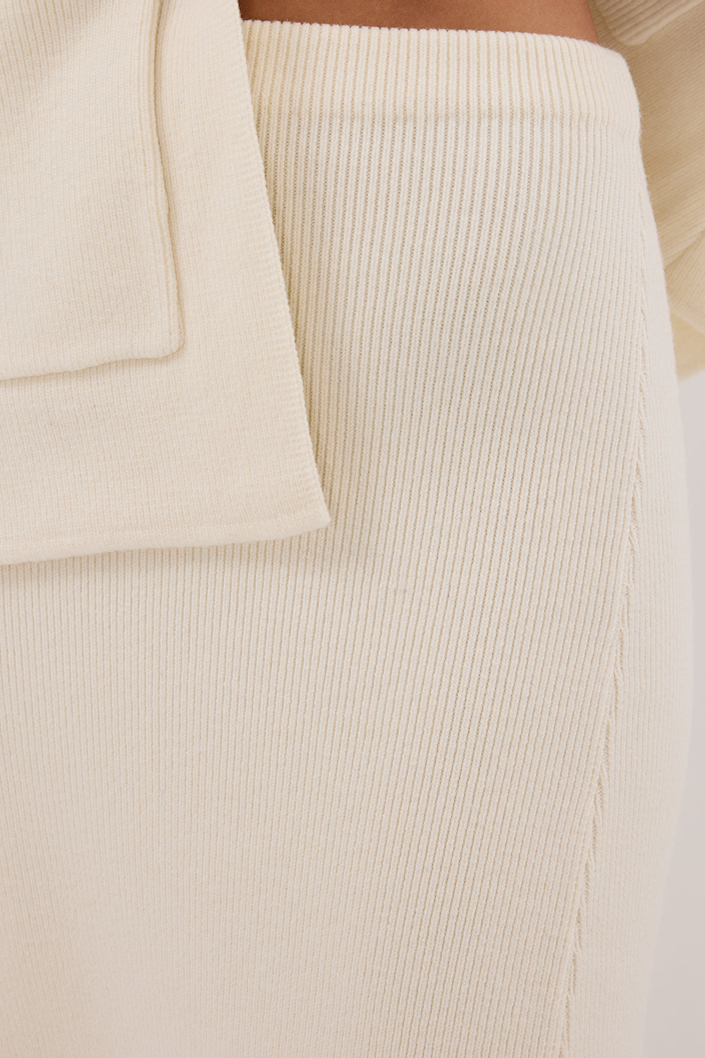 AVA CREAM LONGLINE KNIT MIDI SKIRT Clothing DISSH Boutiques 
