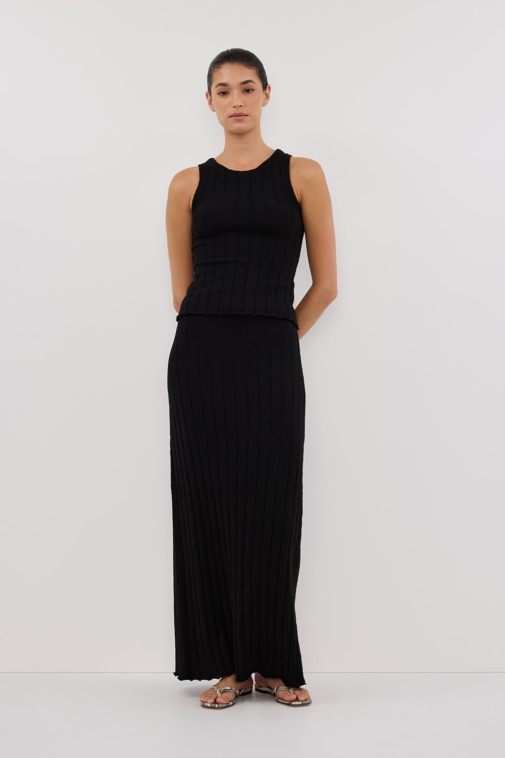 REM BLACK KNIT MIDI SKIRT Clothing DISSH Boutiques XS BLACK 