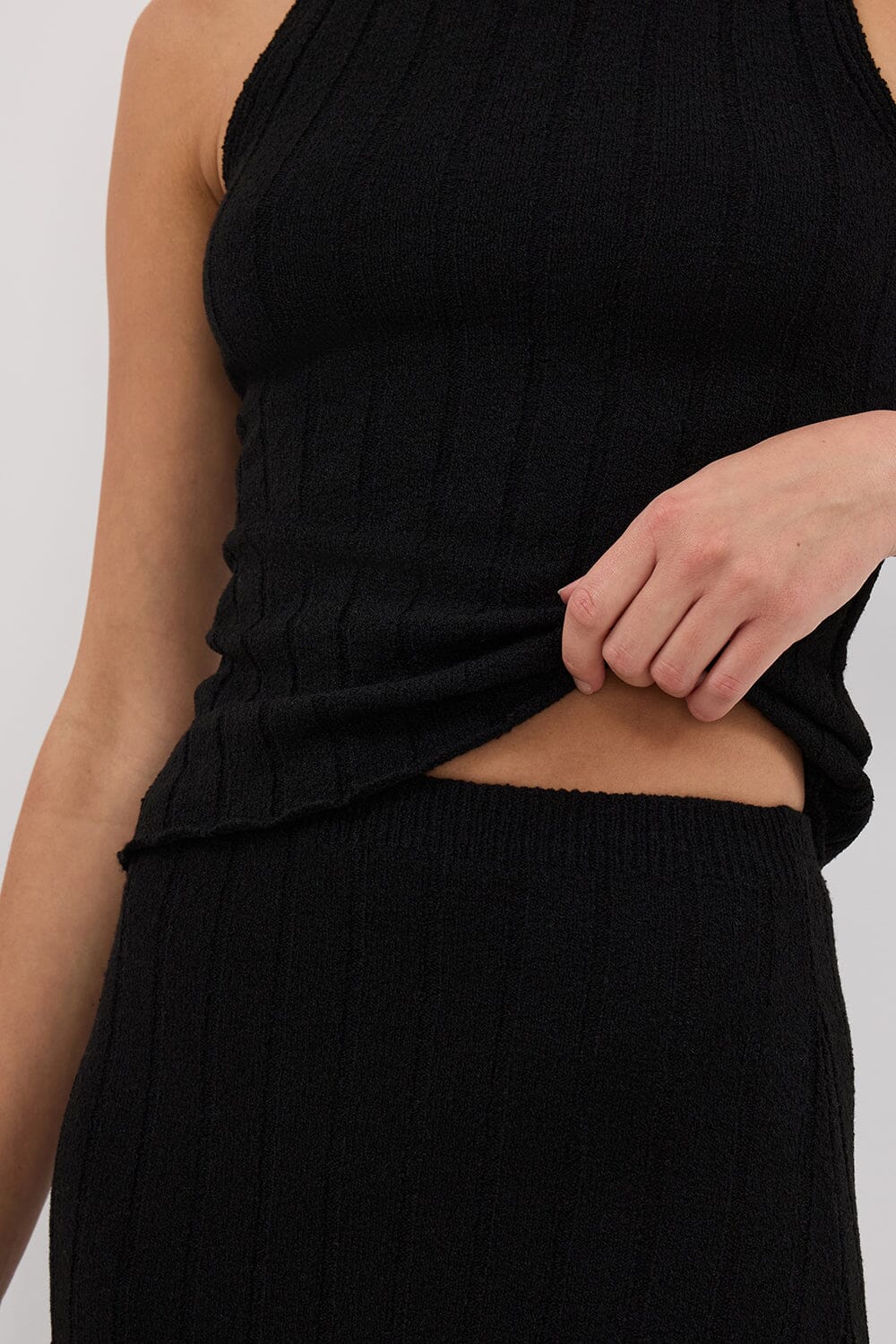 REM BLACK KNIT MIDI SKIRT Clothing DISSH Boutiques 