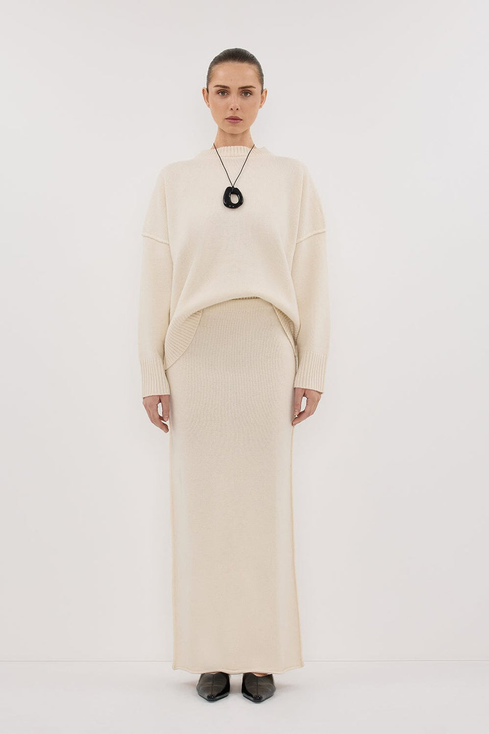 PAIGE CREAM WOOL KNIT MIDI SKIRT Clothing DISSH Boutiques 