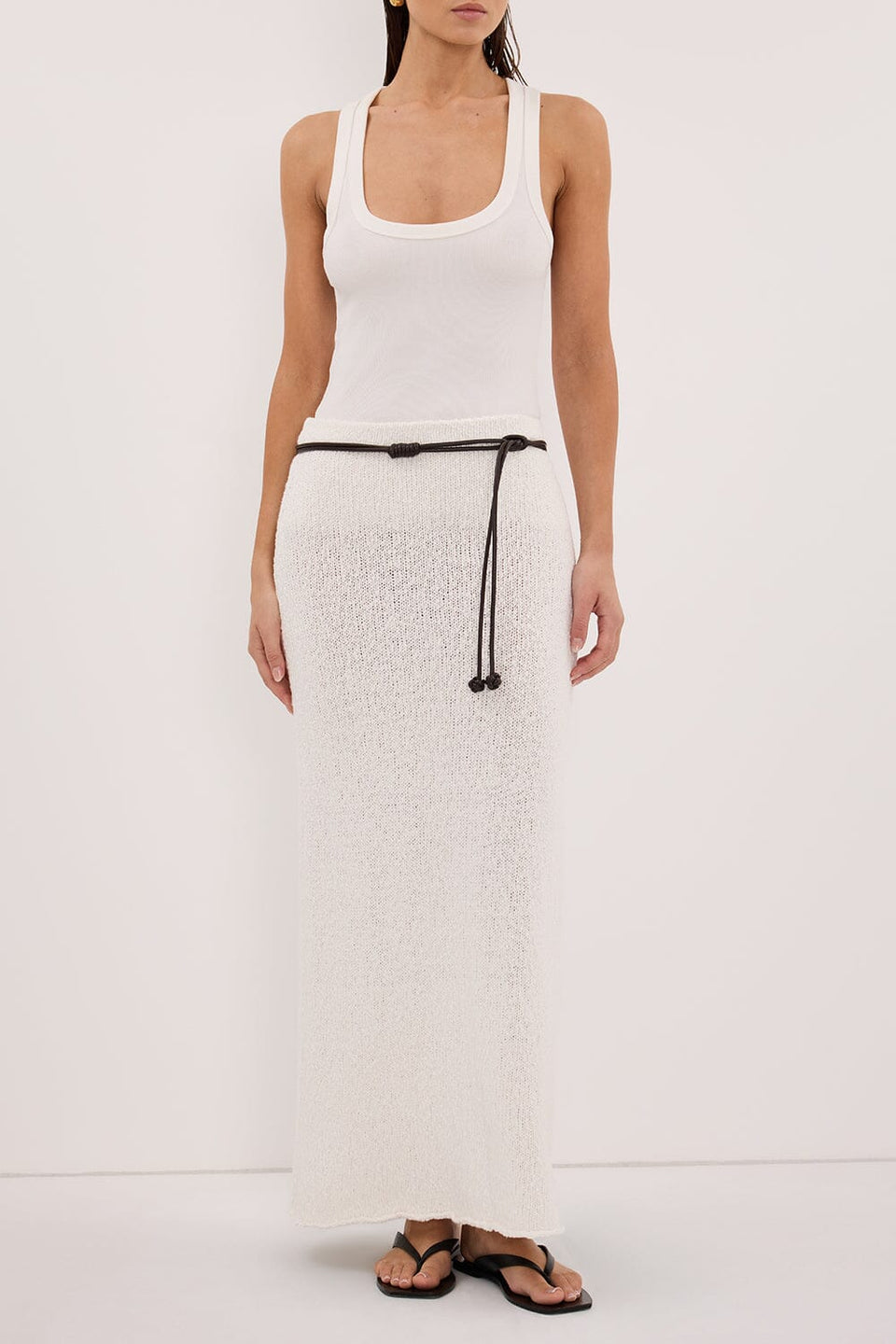 DINA OFF WHITE KNIT MIDI SKIRT