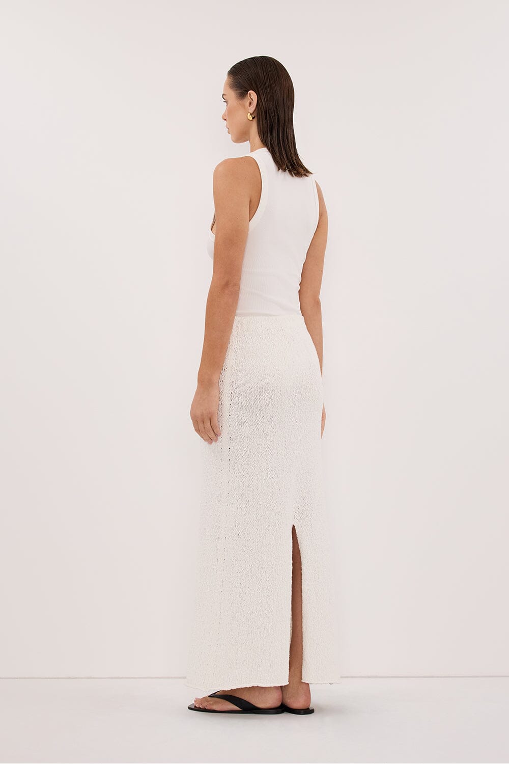 DINA OFF WHITE KNIT MIDI SKIRT