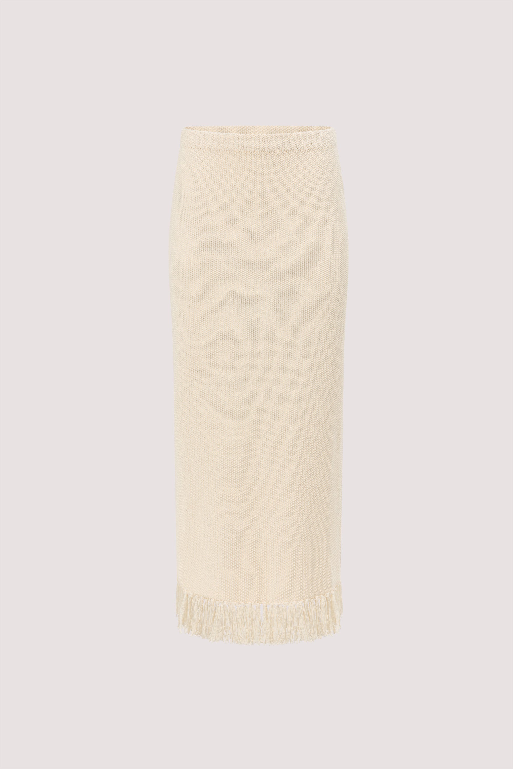 BENETTE NATURAL FRINGE COLUMN MAXI SKIRT