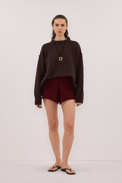 Annie wearing ASPEN SANGRIA KNIT SHORT
