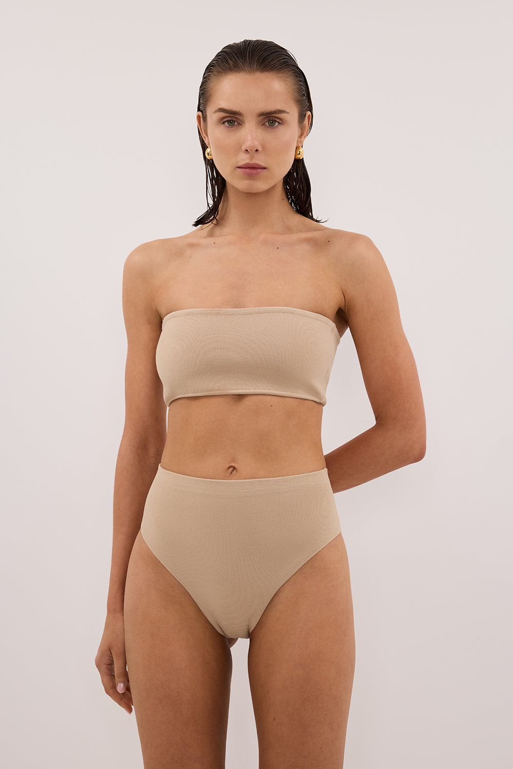 BASE BEIGE HIGH WAIST BRIEF Clothing DISSH Boutiques 