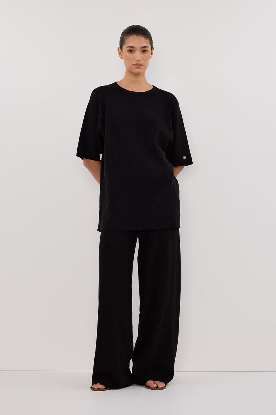 OLIVIA BLACK WIDE LEG KNIT PANT Clothing DISSH Boutiques XS BLACK 
