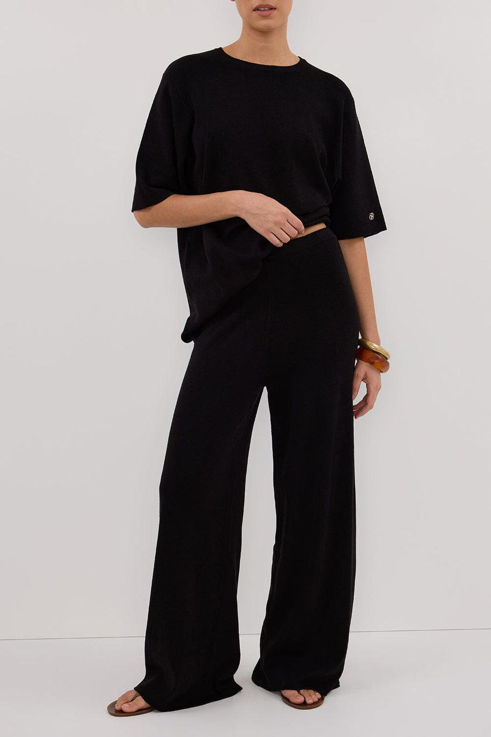 OLIVIA BLACK WIDE LEG KNIT PANT Clothing DISSH Boutiques 