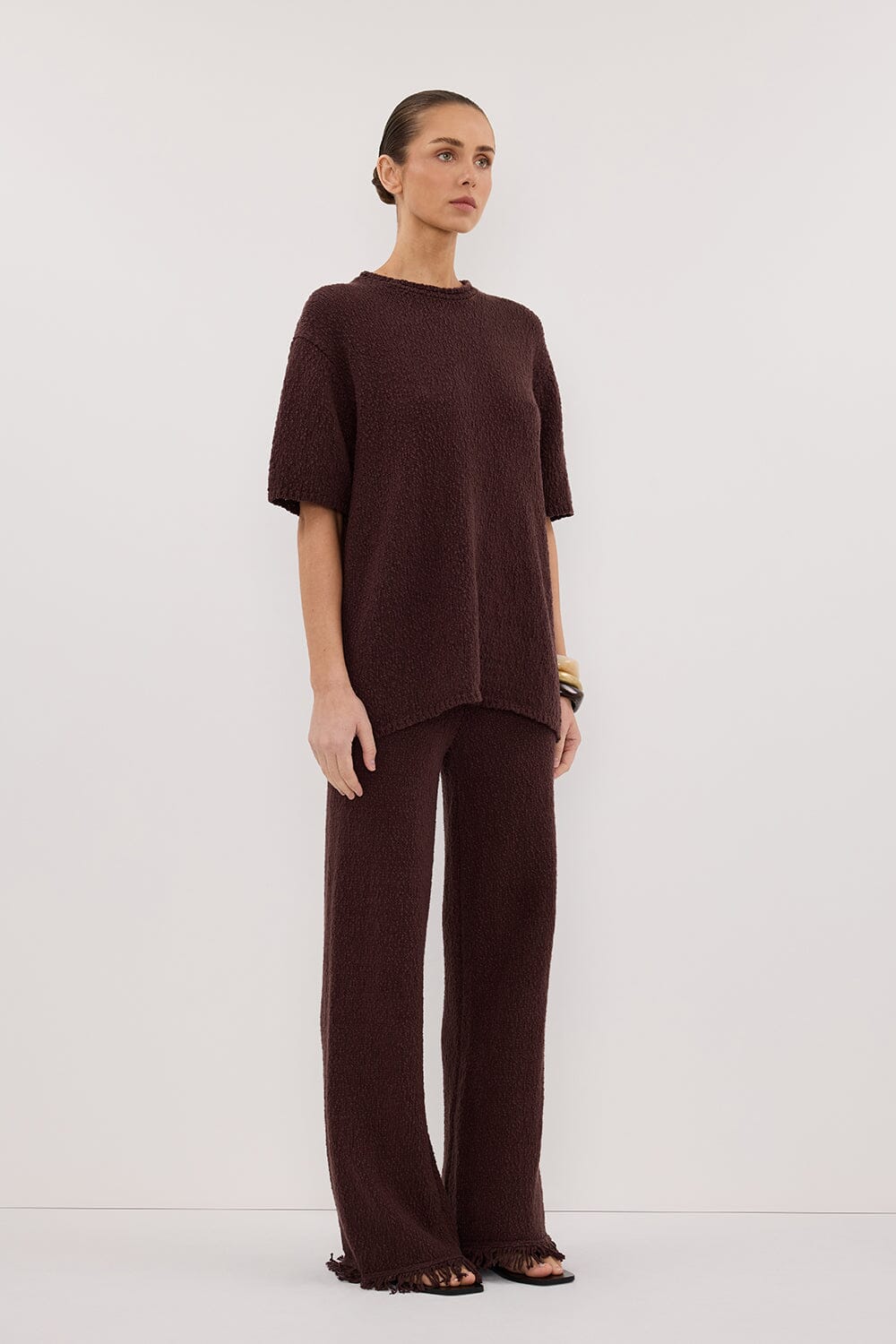 SUE CHOC FRINGE KNIT PANT Clothing DISSH Boutiques 