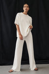 SUE OFF WHITE FRINGE KNIT PANT