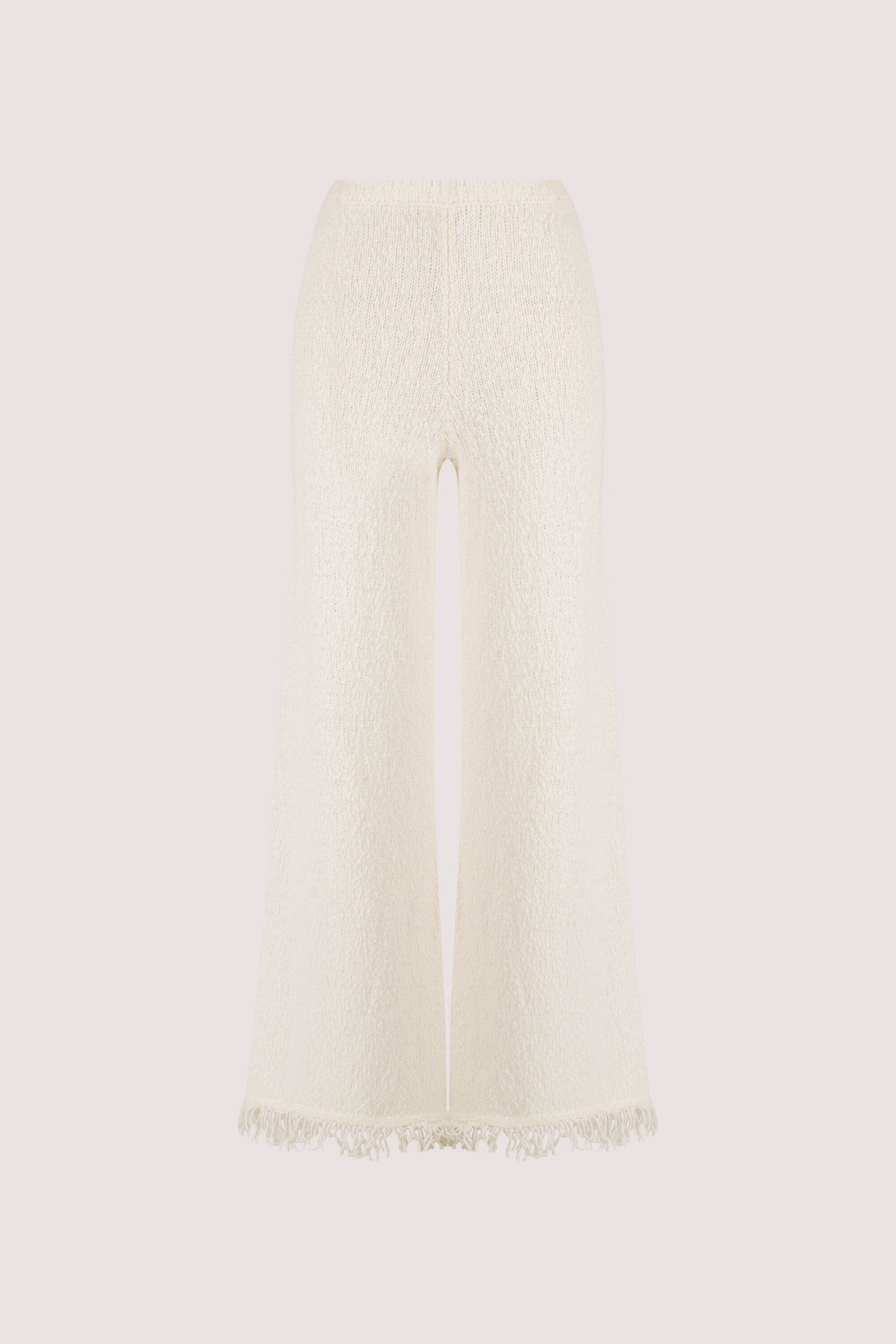 SUE OFF WHITE FRINGE KNIT PANT Clothing DISSH Boutiques 