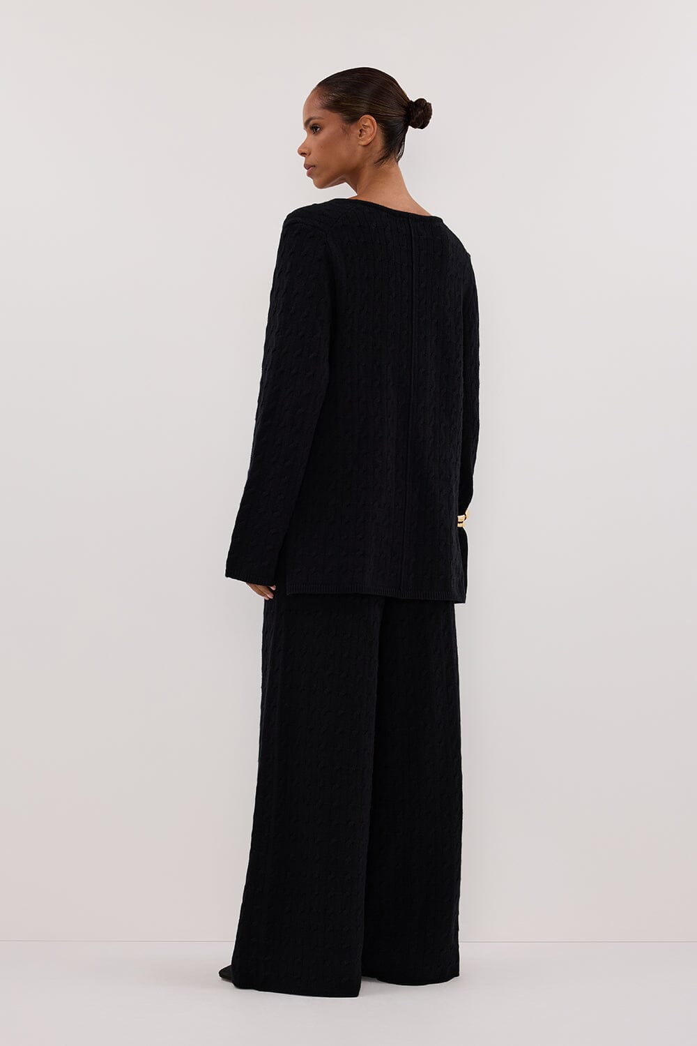MAREN BLACK CABLE KNIT PANT Clothing DISSH Boutiques 