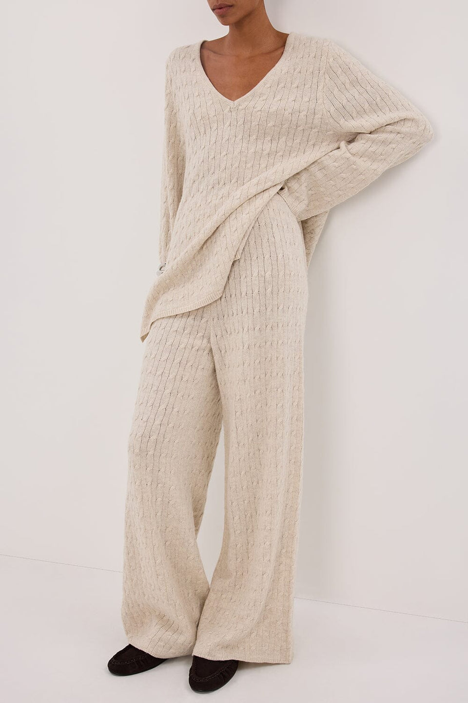 MAREN CHALK CABLE KNIT PANT Clothing DISSH Boutiques 