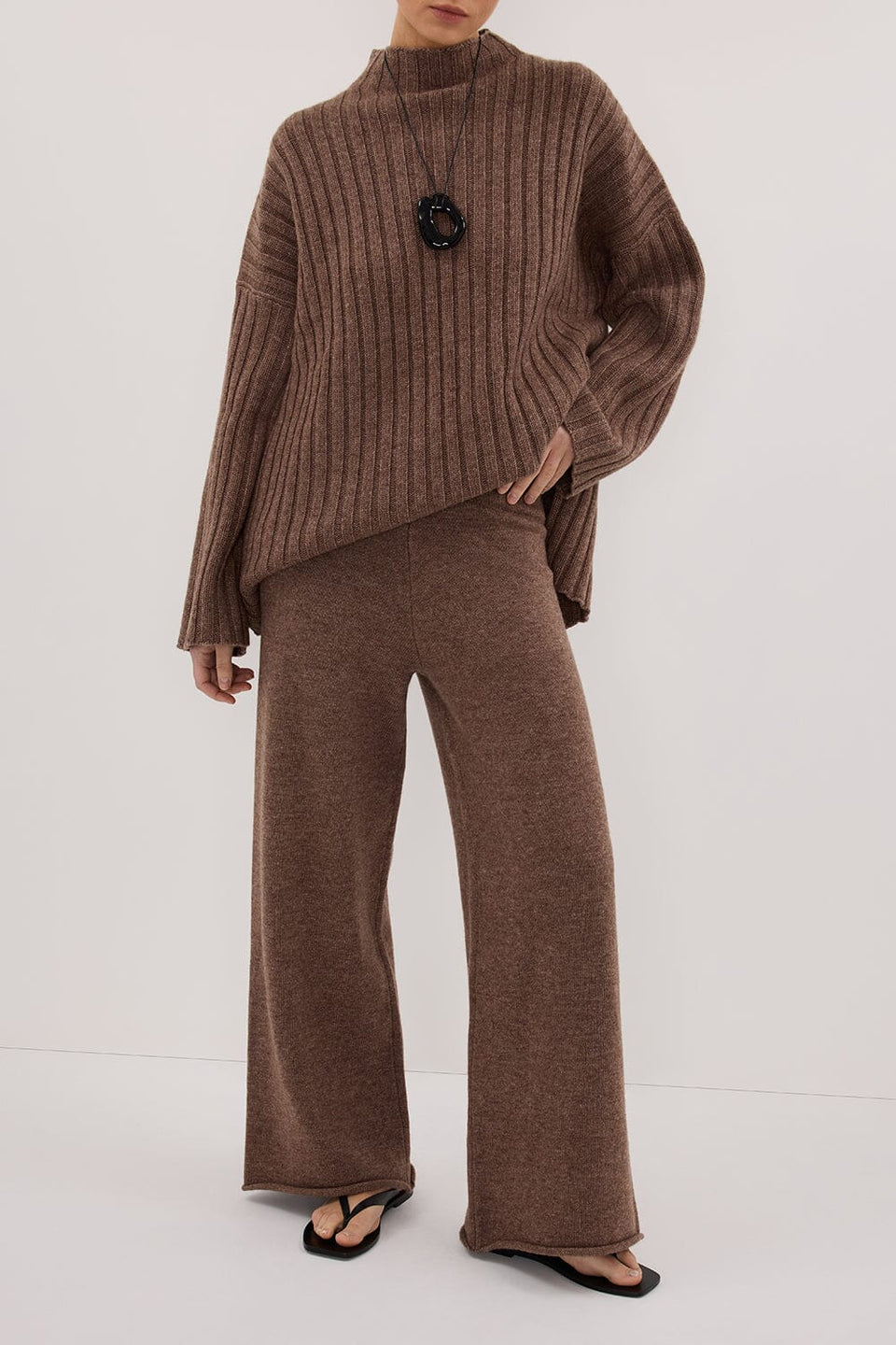 TUCSON MOCHA WIDE LEG KNIT PANT Clothing DISSH Boutiques 