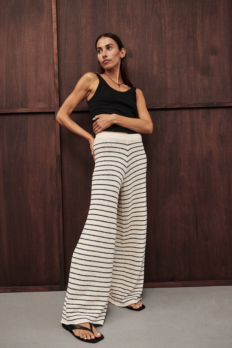 ASPEN SANDSTONE STRIPE KNIT PANT Clothing DISSH Boutiques XS SANDSTONE 