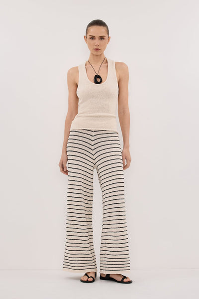 Stas wearing ASPEN SANDSTONE STRIPE KNIT PANT
