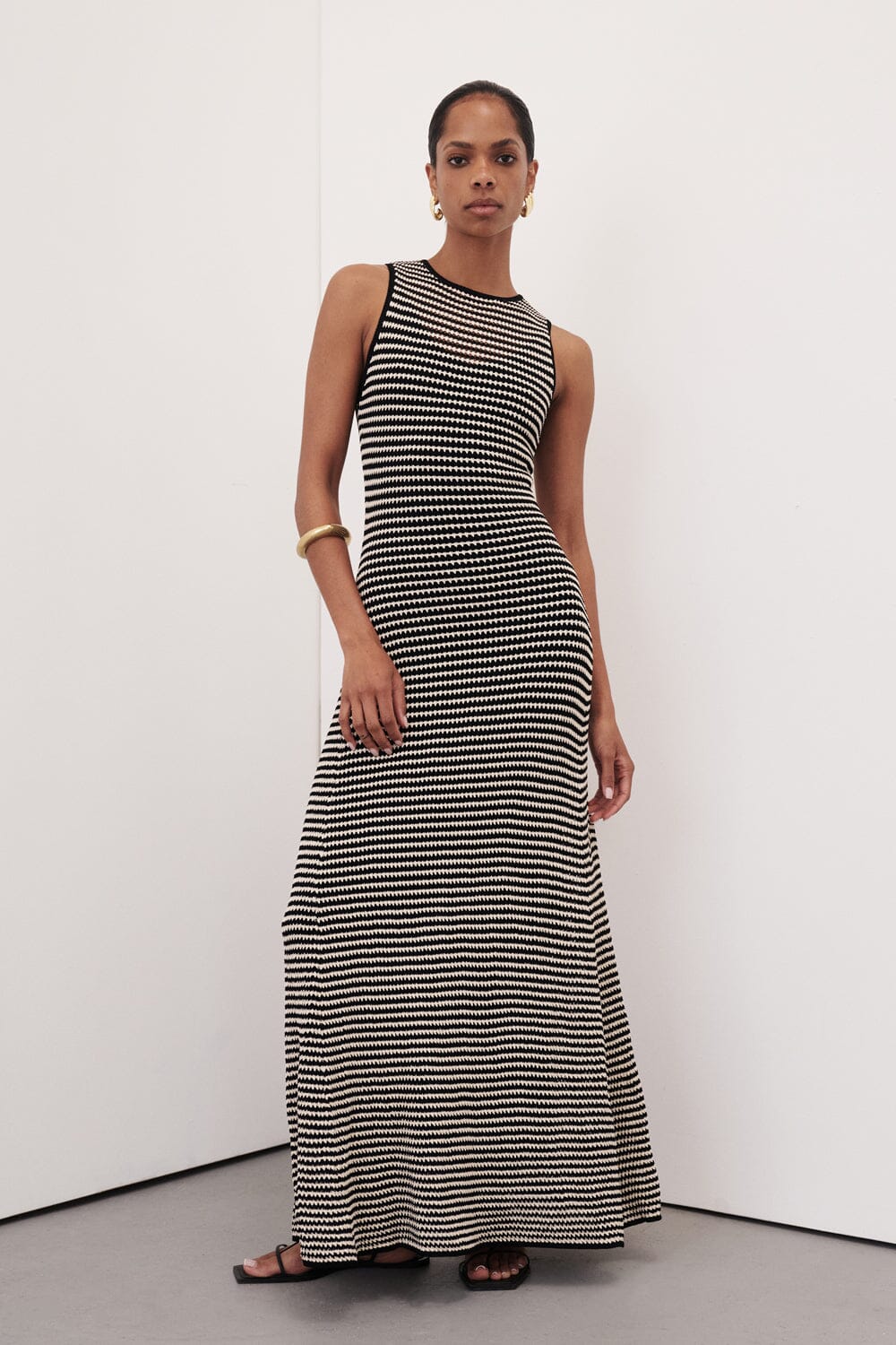 Maxi black and white dress best sale