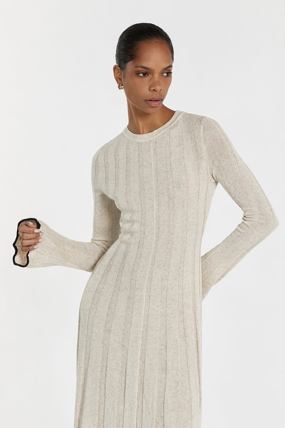 FLORA NATURAL CONTRAST KNIT DRESS Dissh