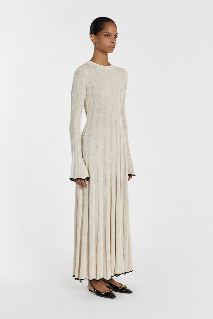 FLORA NATURAL CONTRAST KNIT DRESS | Dissh