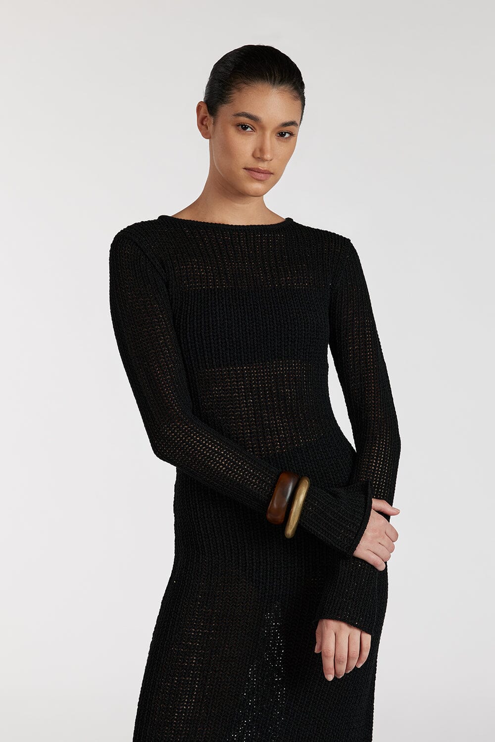 MARGOT BLACK CREW NECK DRESS Clothing DISSH Boutiques 