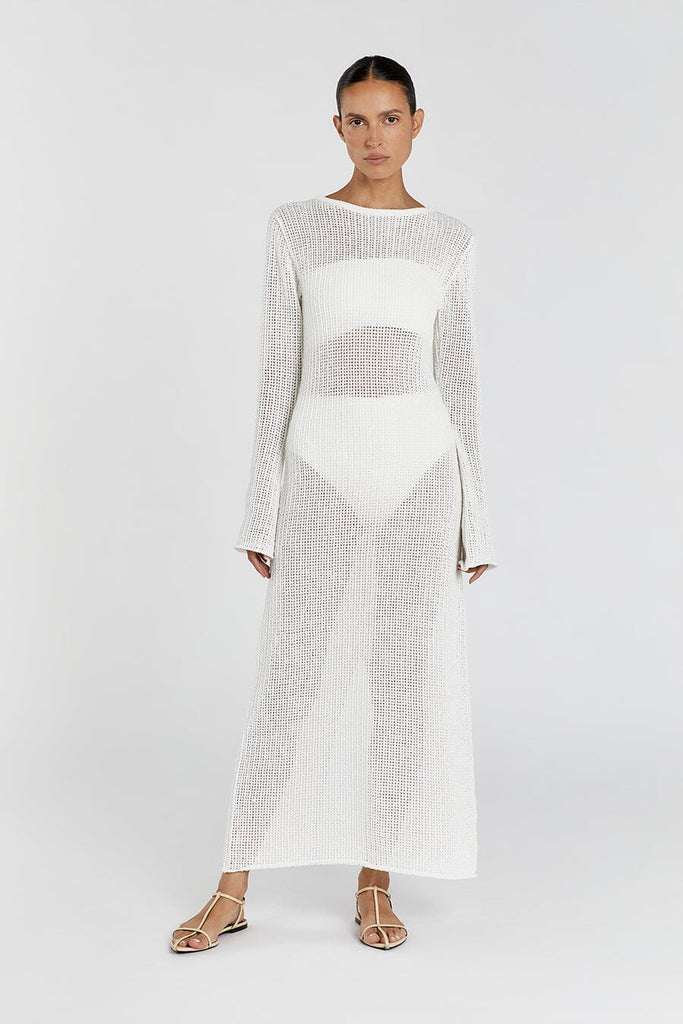 MARGOT OFF WHITE CREW NECK DRESS | Dissh