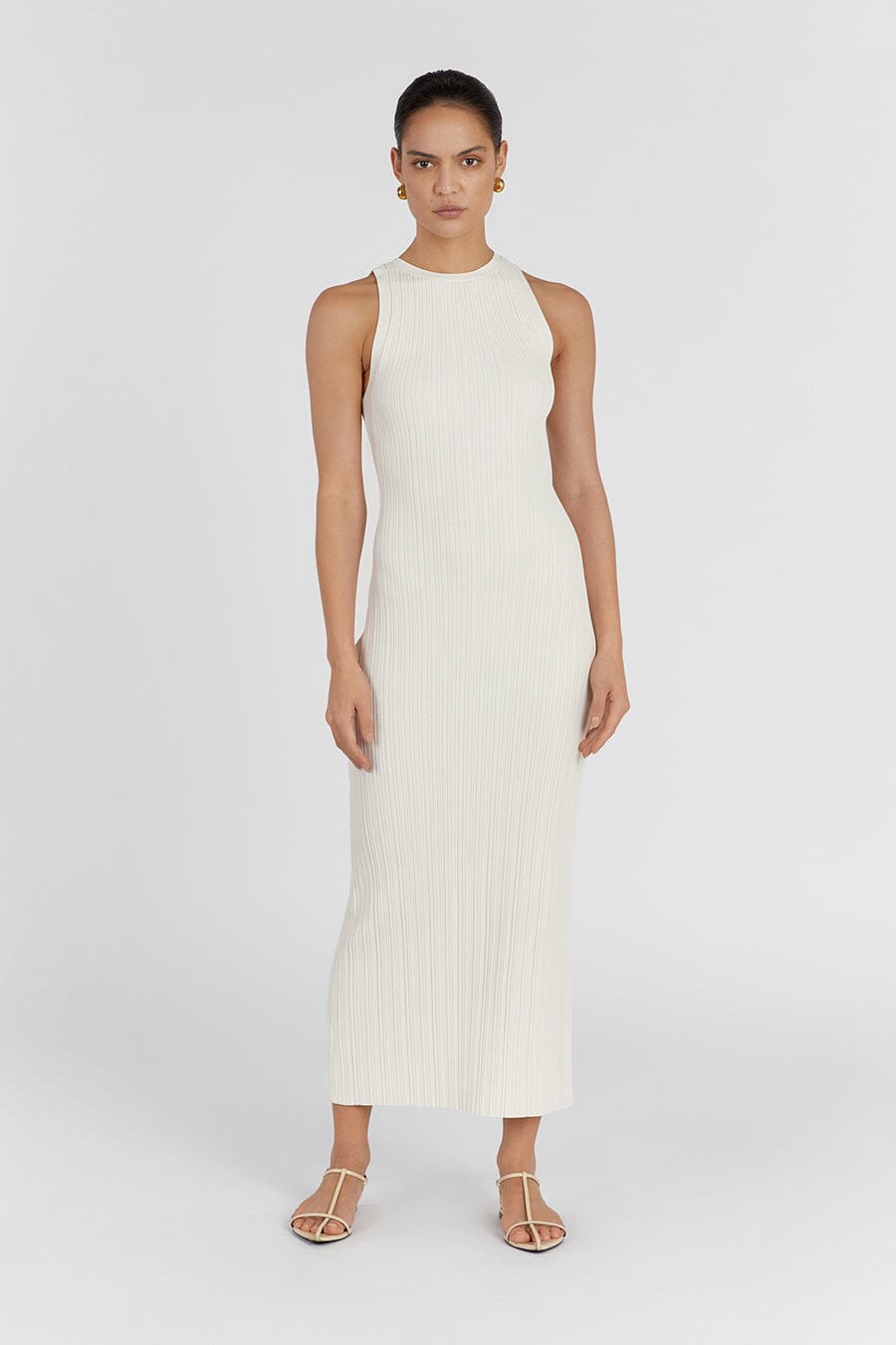 ANDERS CREAM KNIT MIDI DRESS Dissh