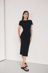 MAX BLACK BOAT NECK KNIT MIDI DRESS