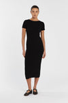 MAX BLACK BOAT NECK KNIT MIDI DRESS