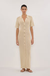 LIAM NATURAL KNIT POLO MAXI DRESS