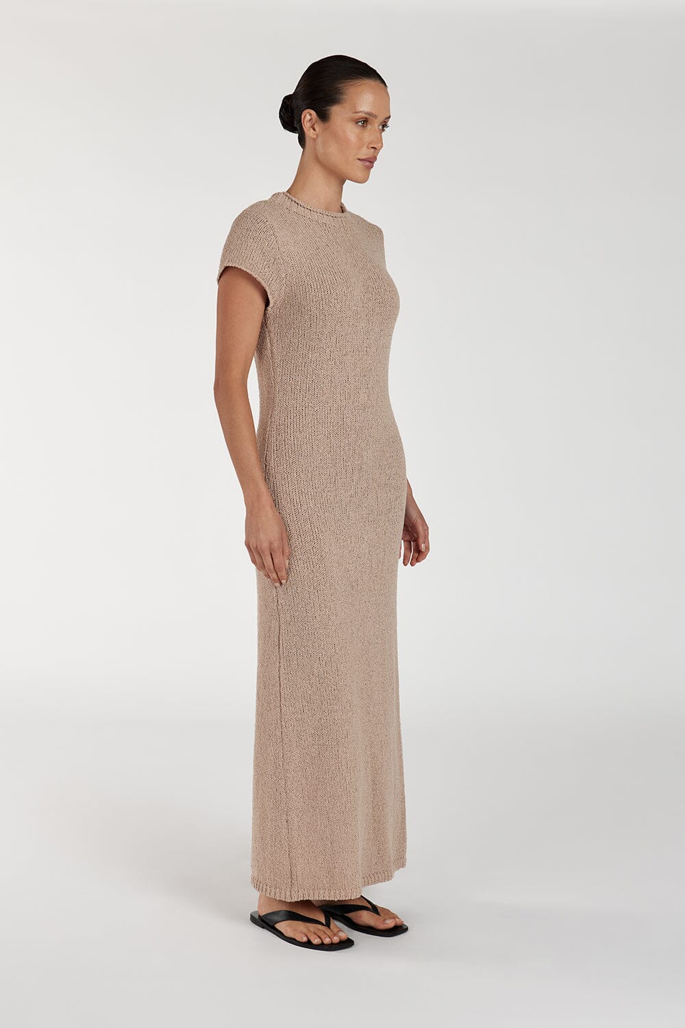 LEO TAN KNIT MIDI DRESS Clothing DISSH Boutiques 