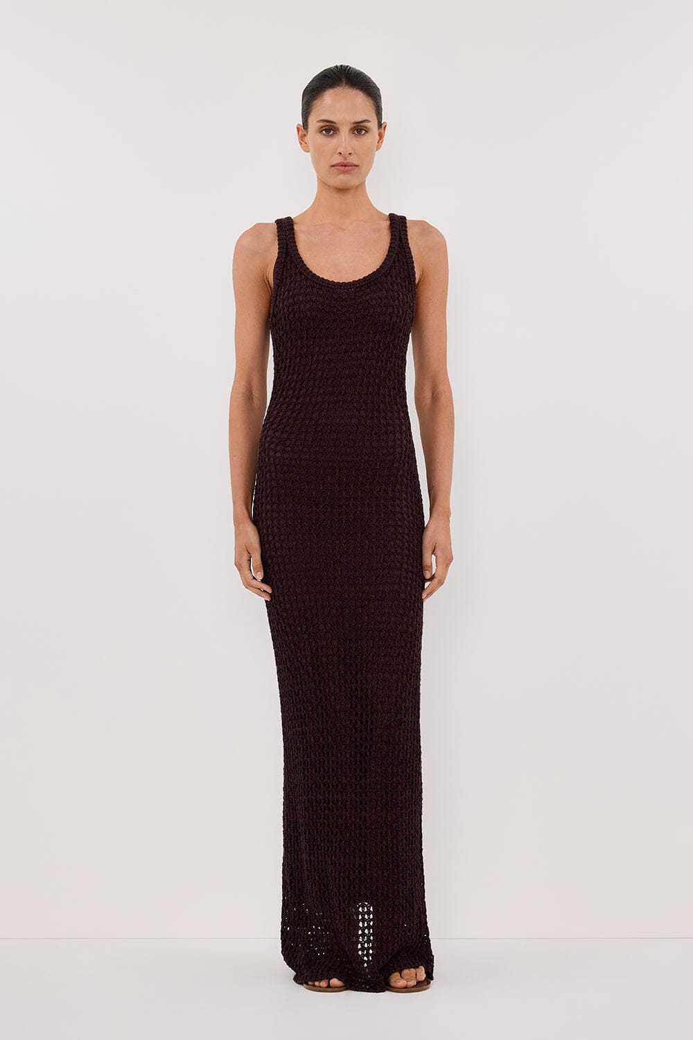 TESS CHOC CROCHET MAXI DRESS Clothing DISSH Boutiques 