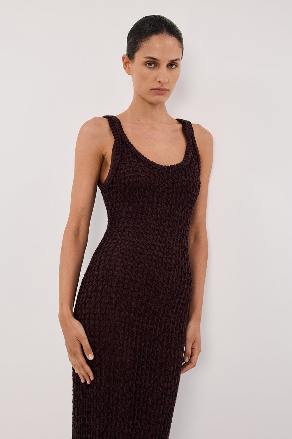 TESS CHOC CROCHET MAXI DRESS Clothing DISSH Boutiques 