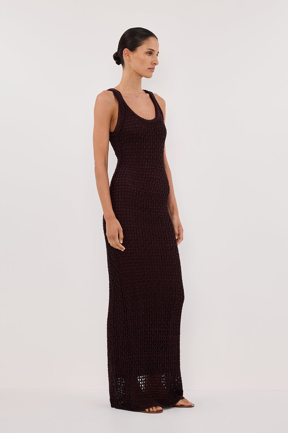 TESS CHOC CROCHET MAXI DRESS Clothing DISSH Boutiques 