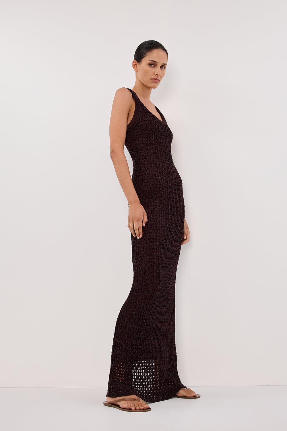 TESS CHOC CROCHET MAXI DRESS Clothing DISSH Boutiques 