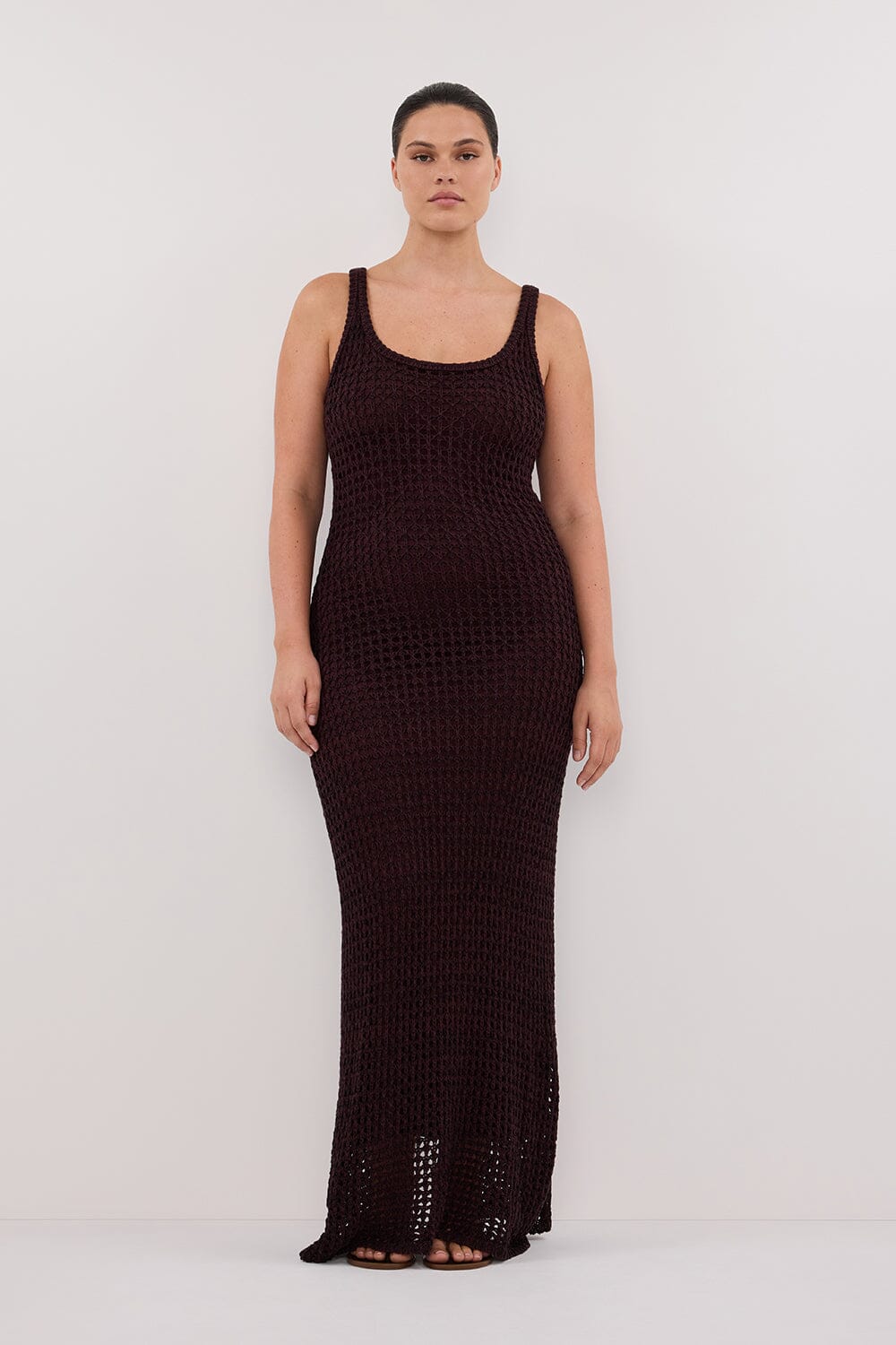 TESS CHOC CROCHET KNIT MAXI DRESS Clothing DISSH Boutiques 