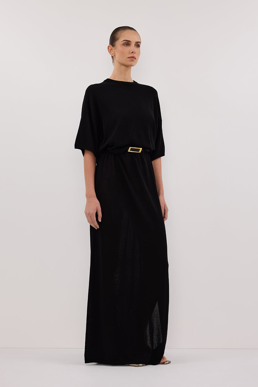 JACKI BLACK OVERSIZED KNIT MAXI DRESS Clothing DISSH Boutiques 