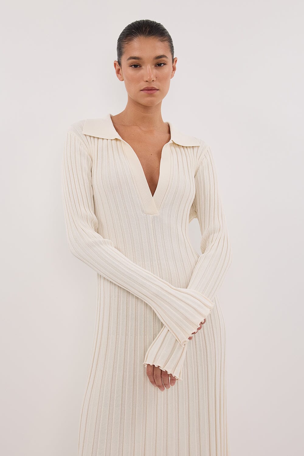 HAL PLASTER LONG SLEEVE KNIT MIDI DRESS Clothing DISSH Boutiques 