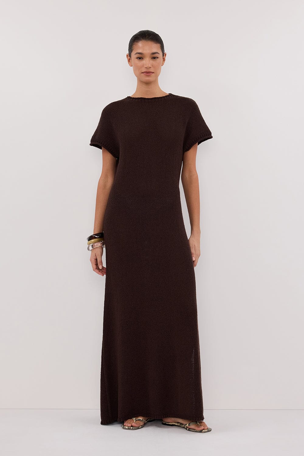 ERIN CHOC KNIT MAXI DRESS Clothing DISSH Boutiques XXS CHOCOLATE 