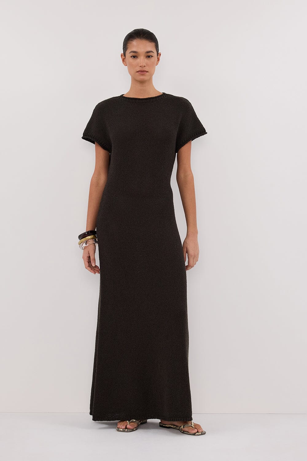 ERIN PETROL KNIT MAXI DRESS Clothing DISSH Boutiques XXS BROWN 