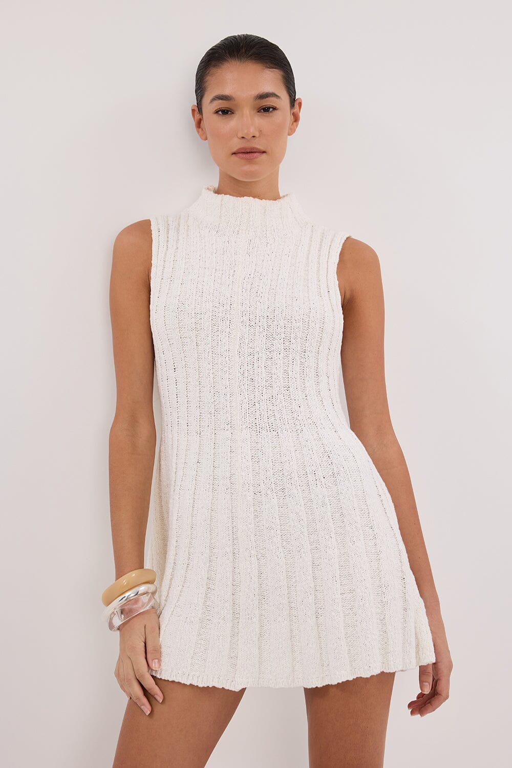 VERO OFF WHITE KNIT MINI DRESS Clothing DISSH Boutiques XS OFF WHITE 