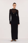 HAZEL BLACK LONG SLEEVE KNIT MIDI DRESS