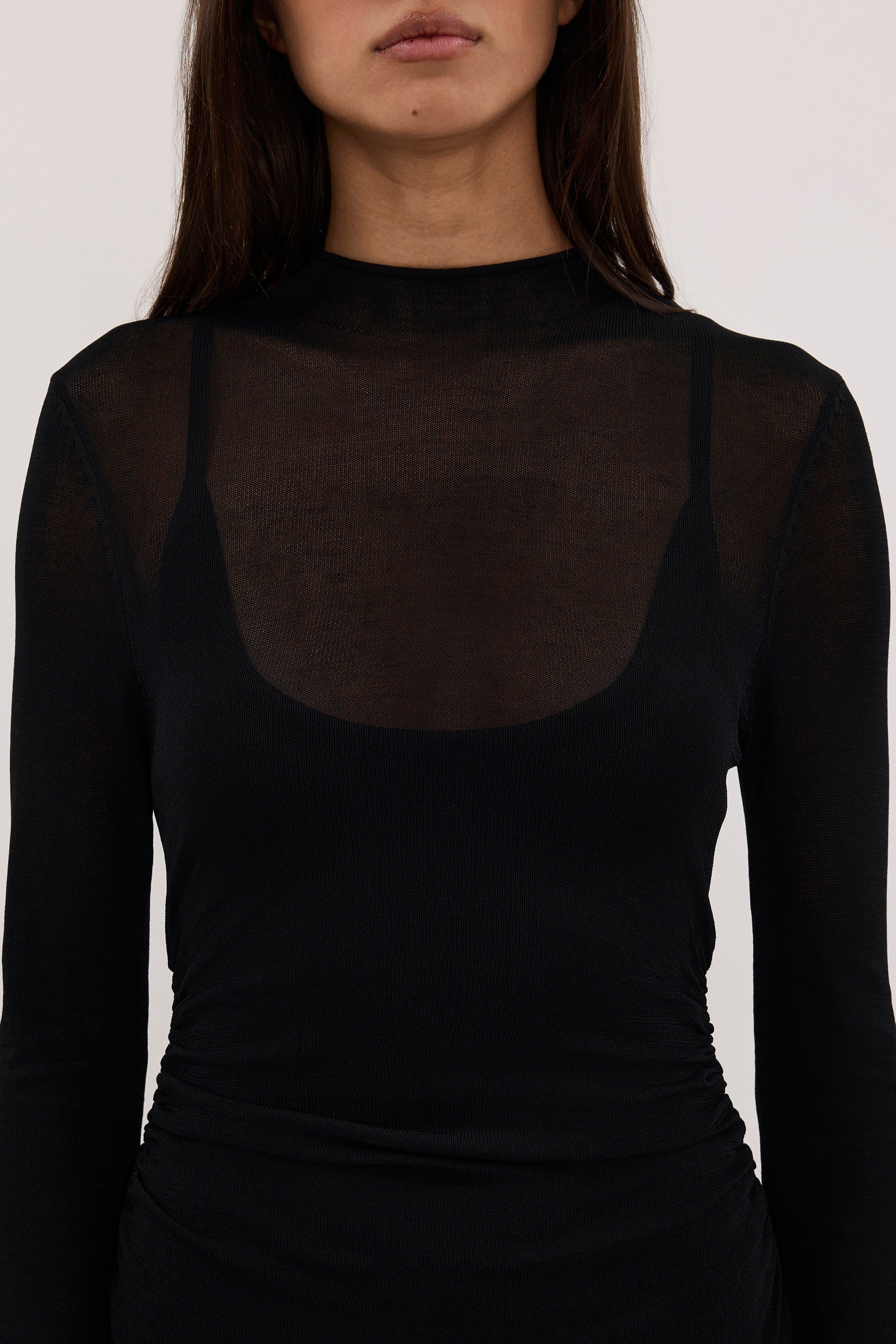 HAZEL BLACK LONG SLEEVE KNIT MIDI DRESS