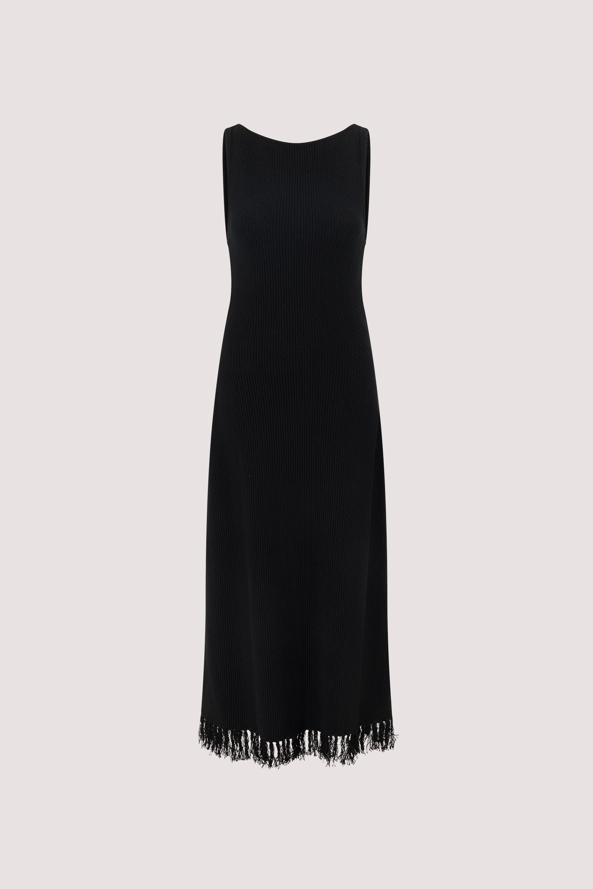 BENETTE BLACK FRINGE MAXI DRESS
