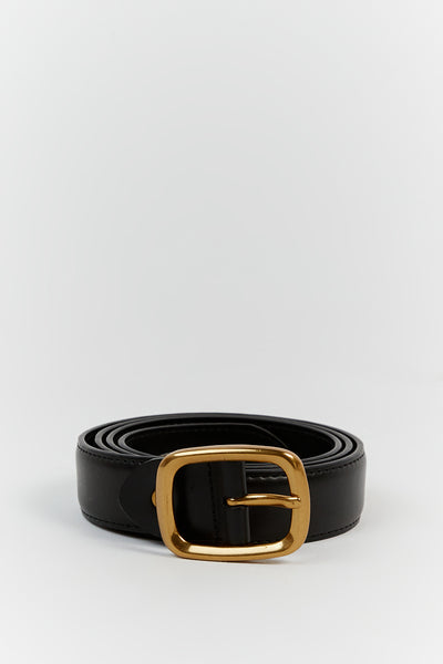 BRADFORD BLACK LEATHER BELT - O/S / BLACK