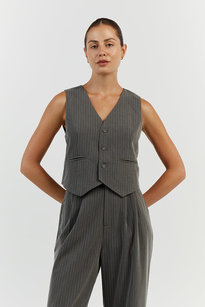 Grey 2025 pinstripe vest