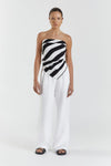 CARLIE WHITE/ BLACK SCARF TOP