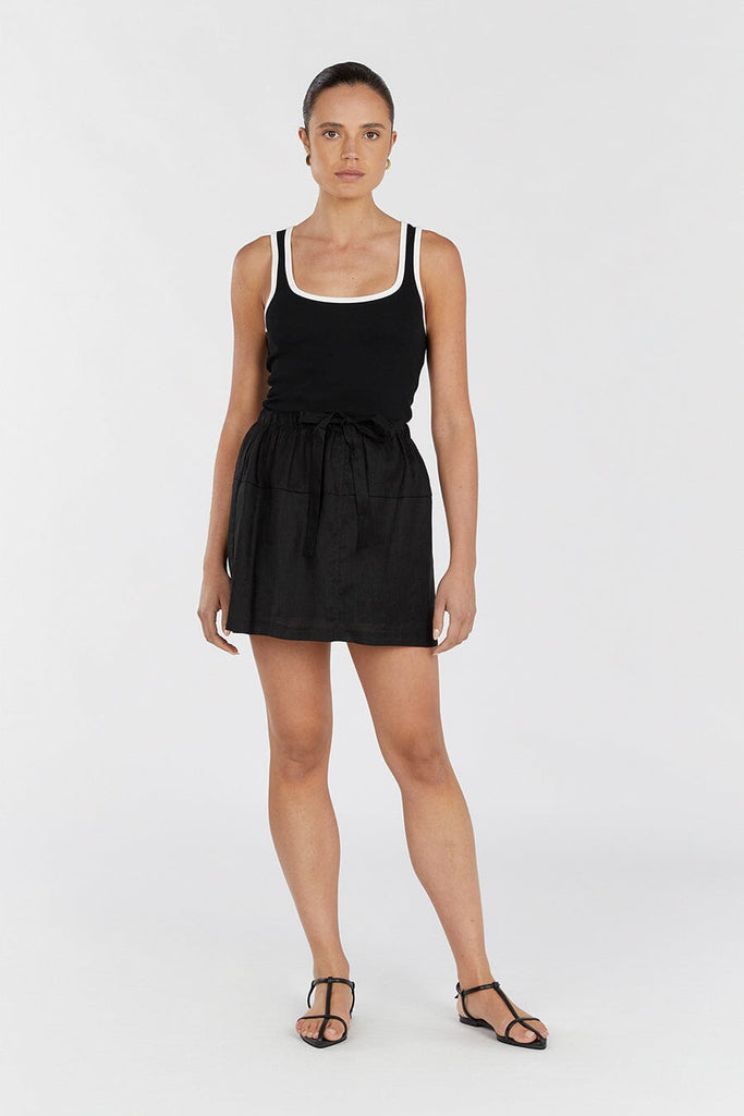 GINGER BLACK LINEN MINI SKIRT | Dissh