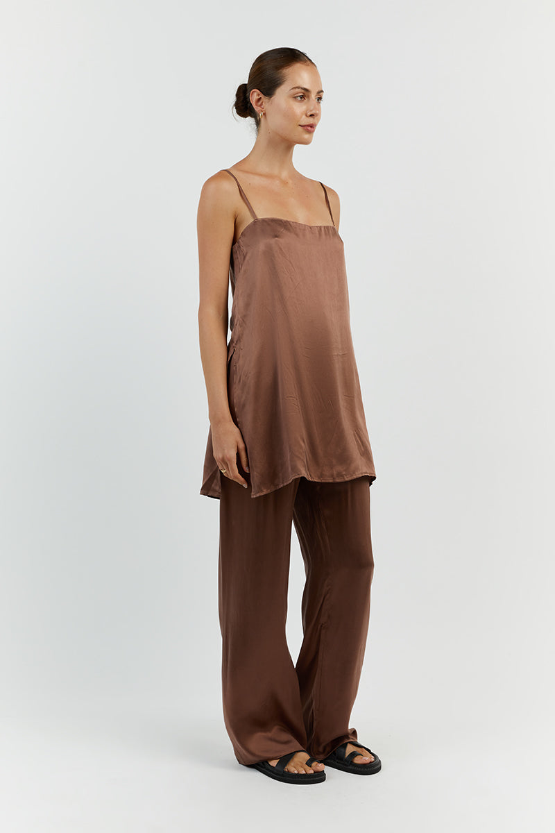 EVANS CHOCOLATE SILK PANT | Dissh