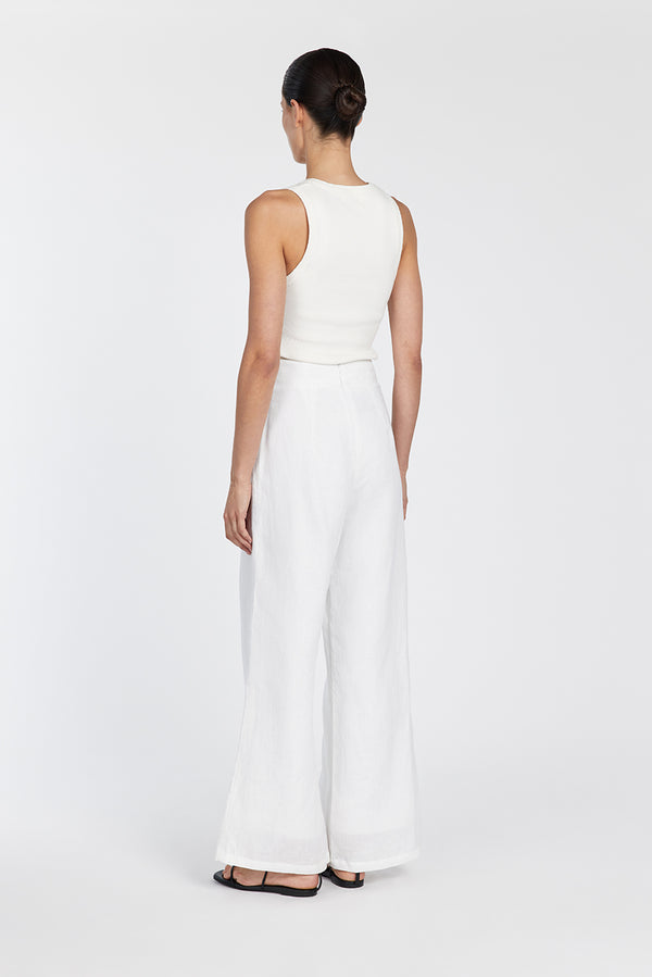 Linen Blend High Waist Wide Leg Trouser  Karen Millen